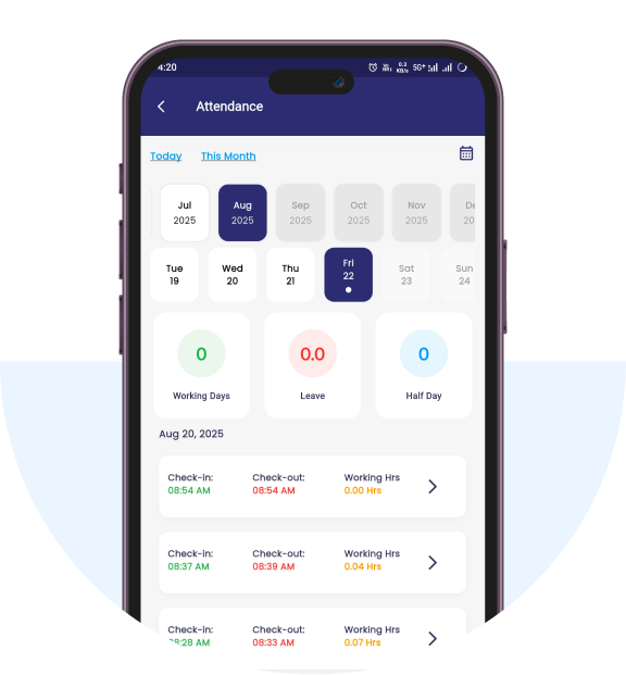 Attendance & Leaves Live Interface Screenshot
