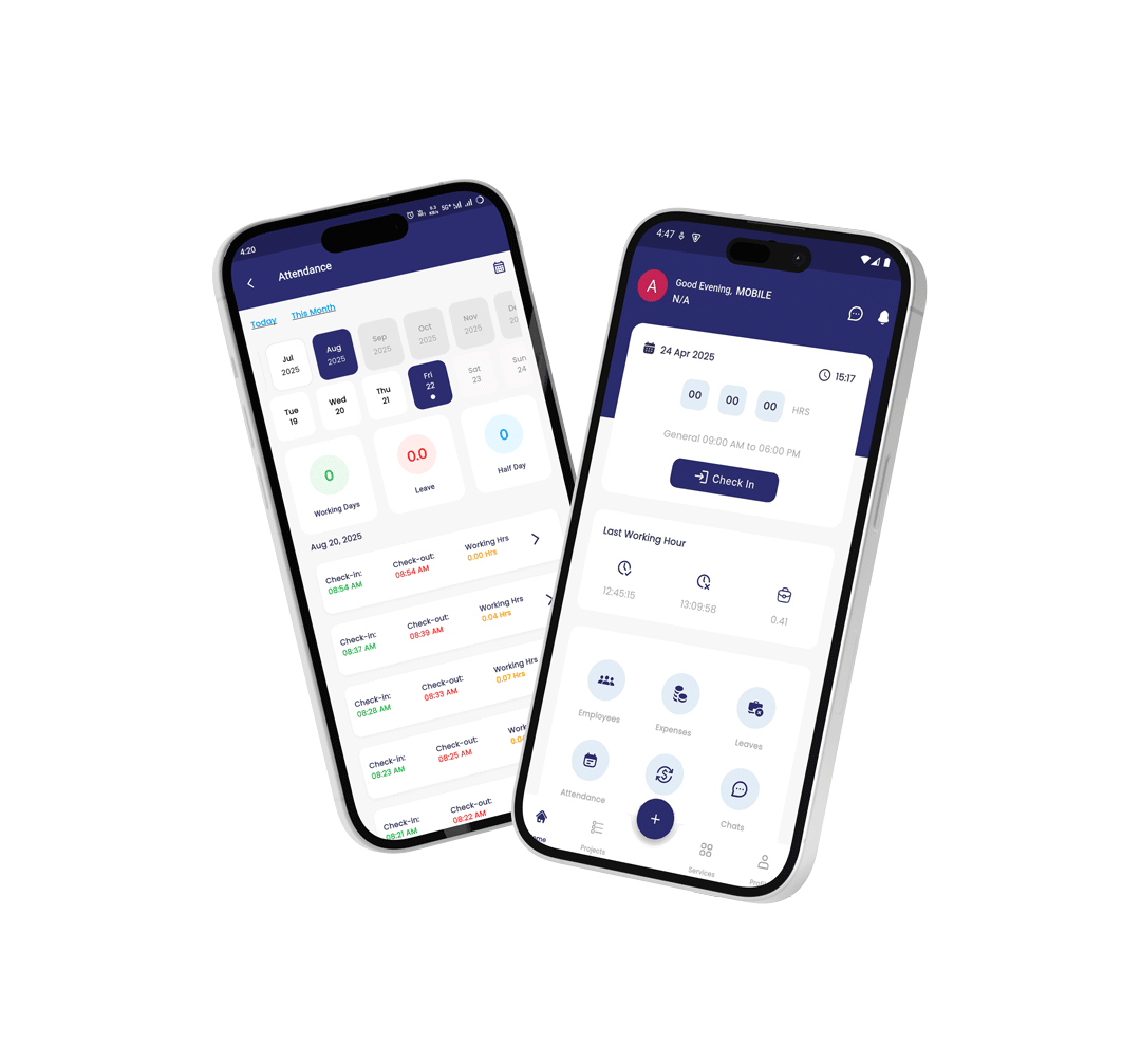 Emirates HRM Mobile App Dashboard Mockup