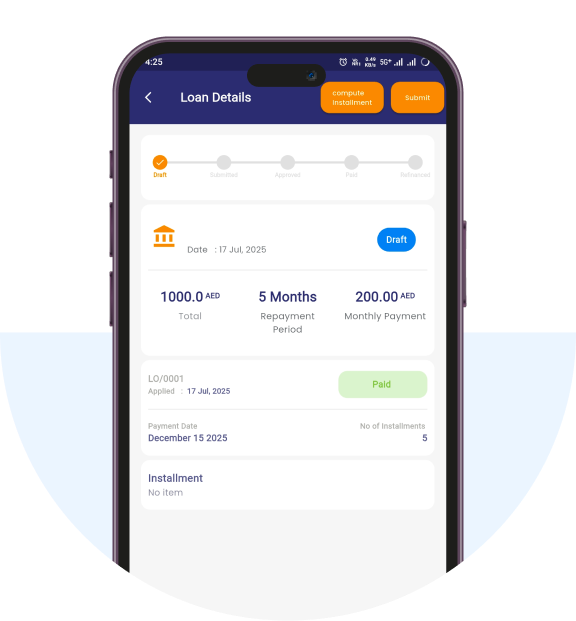 Loan Management Live Interface Screenshot