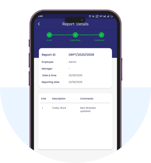 Daily Reporting Live Interface Screenshot